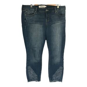 Torrid Dark Blue Ankle Jeans with Embroidered Detail